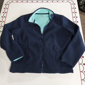 St. John's Bay Active Petite Blue Polyester Jacket Full-Length Zipper